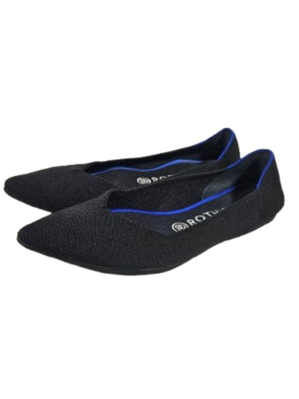 Rothy's The Point Black and Blue Flat Shoes Women's Size 9